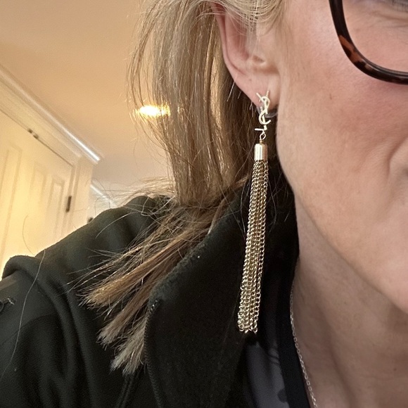 Saint LaurentYSL LouLou Chain Tassel Earrings — Gold Tone